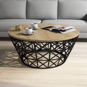 Masuta de cafea Stil Metal, Hommy Craft, 90x90x38 cm, stejarnegru imagine