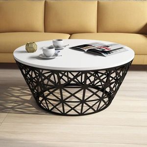 Masuta de cafea Stil Metal, Hommy Craft, 90x90x38 cm, albnegru imagine