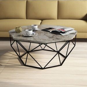 Masuta de cafea Diamond White, Hommy Craft, 90x90x38 cm, alb imagine