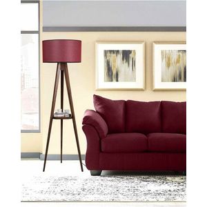 Lampadar cu raft, Luin, 8282-5, E27, 60 W, lemn/textil imagine