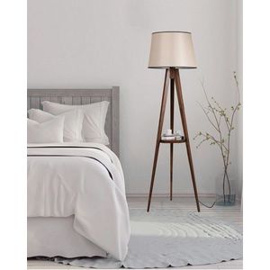 Lampadar cu raft, Luin, 8282-7, E27, 60 W, lemn/textil imagine