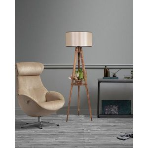 Lampadar cu raft, Luin, 8283-5, E27, 60 W, lemn/textil imagine