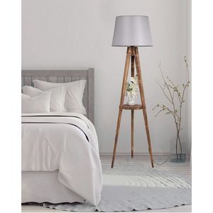 Lampadar cu raft, Luin, 8283-7, E27, 60 W, lemn/textil imagine