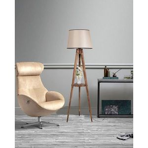 Lampadar cu raft, Luin, 8283-9, E27, 60 W, lemn/textil imagine