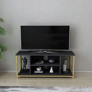 Comoda TV, Retricy, Rinaldo, 120x35x50 cm, PAL, Antracit / Aur imagine