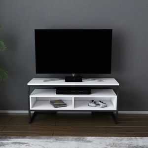 Comoda TV, Retricy, Merrion, 110x35x49 cm, PAL, Alb/Negru imagine