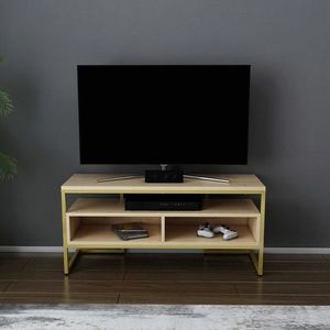 Comoda TV, Retricy, Merrion, 110x35x49 cm, PAL, Aur / Stejar imagine