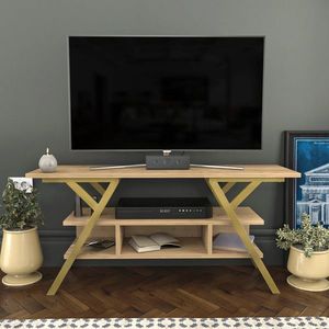 Comoda TV, Retricy, Minerva, 120x35x55 cm, PAL, Aur / Stejar imagine
