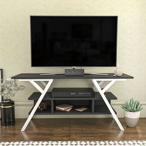 Comoda TV, Retricy, Minerva, 120x35x55 cm, PAL, Alb / Antracit imagine