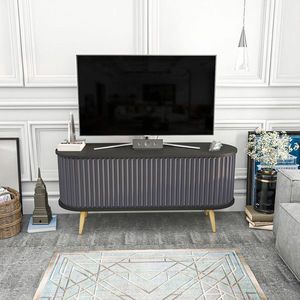 Comoda TV, Retricy, Stor, 140x43x64 cm, PAL, Negru / Antracit imagine