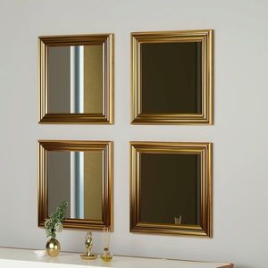 Set 4 oglinzi decorative, Siam, Loza, MDF , Auriu imagine