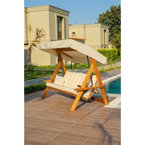 Balansoar de gradina 3 locuri, Swingo, Lyon 2400, Lemn, Bej imagine