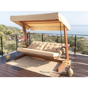 Balansoar de gradina 3 locuri, Swingo, Sia 2400, 235x134x195 cm, lemn, bej/natural imagine
