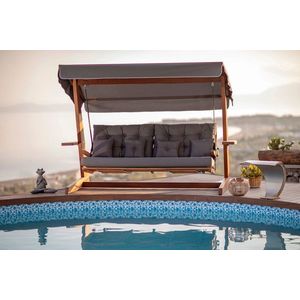 Balansoar de gradina 3 locuri, Swingo, Luna Deluxe 2600, Lemn, Antracit imagine
