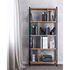 Corp biblioteca, Valovi, Seul, 78x150x26 cm, PAL, Maro / Negru imagine