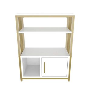 Corp biblioteca, Zena Home, Letos, 60x80x29 cm, PAL, Alb/Auriu imagine