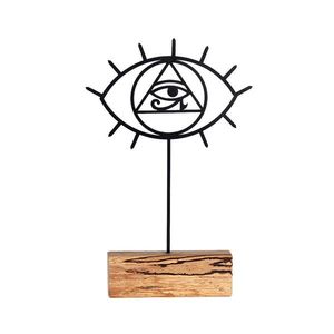 Decoratiune, Eye, 17x35x3.5 cm, Metal, Negru imagine