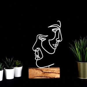 Decoratiune, Faces, 17x38x3.5 cm, Metal, Alb imagine