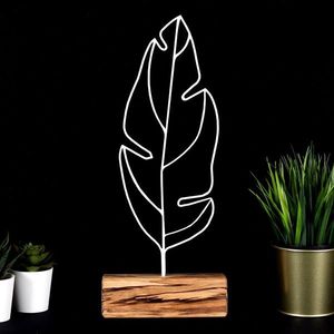 Decoratiune, Feather, 17x41x3.5 cm, Metal, Alb imagine