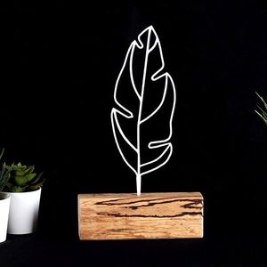 Decoratiune, Feather Mini, 17x30x3.5 cm, Metal, Alb imagine