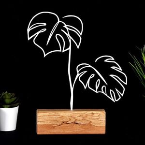 Decoratiune, Leafs, 17x30x3.5 cm, Metal, Alb imagine