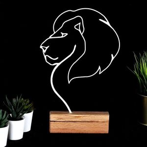 Decoratiune, Lion, 17x32x3.5 cm, Metal, Alb imagine