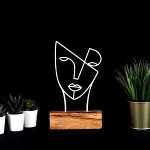 Decoratiune, Mask, 17x30x3.5 cm, Metal, Alb imagine
