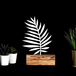 Decoratiune, Palm Leaf, 17x27x3.5 cm, Metal, Alb imagine