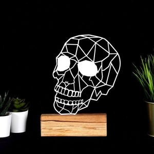 Decoratiune, Skull, 17x29x3.5 cm, Metal, Alb imagine