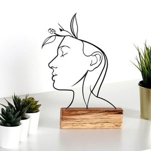 Decoratiune, Woman, 17x32x3.5 cm, Metal, Negru imagine