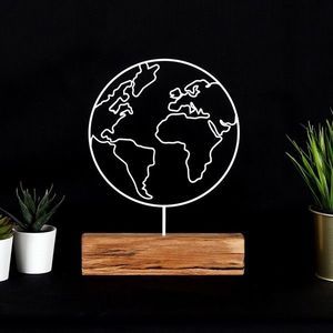 Decoratiune, World, 22x30x3.5 cm, Metal, Alb imagine
