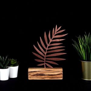 Decoratiune, Palm Leaf, 17x27x3.5 cm, Metal, Bronz imagine