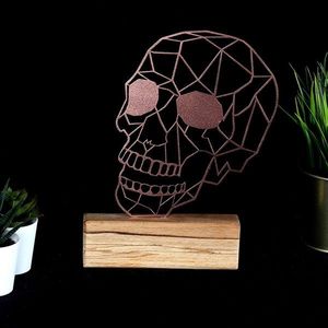 Decoratiune, Skull, 17x29x3.5 cm, Metal, Bronz imagine