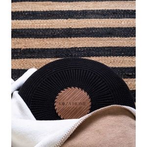 Taburet, Fluffy, 40x40x45 cm, Acril, Negru/Maro imagine