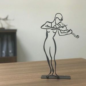 Decoratiune, Violinist Pod, 19x30 cm, Metal, Negru imagine