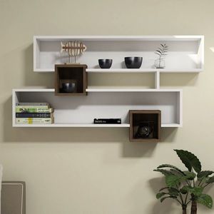 Raft pentru perete Karen, Puqa Design, 120x22x75 cm, aluna/alb imagine