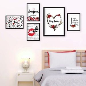 Set 5 tablouri decorative, SET_067, Lulu, 24x29 cm/34x44 cm, plastic imagine