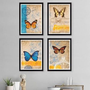 Set 4 tablouri decorative, SET_104, Lulu, 34x44 cm, plastic imagine