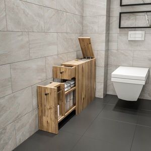 Dulap de baie cu sertar glisant Calencia, Kalune Design, 19x60x55 cm, natural imagine