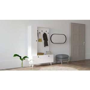 Cuier cu pantofar Lala, Puqa Design, 112x35x170 cm, PAL, alb imagine