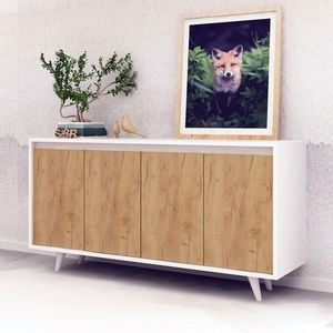 Bufet inferior Nossa, Mod Design, 140x40x86 cm, natural/alb imagine