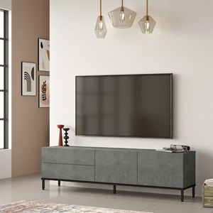 Comoda TV LV6 - RL, Yardley, 170.3x35.5x46.4 cm, argintiu/negru imagine