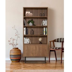 Biblioteca Reea, Sapphire, 80x36x182 cm, maro/negru imagine