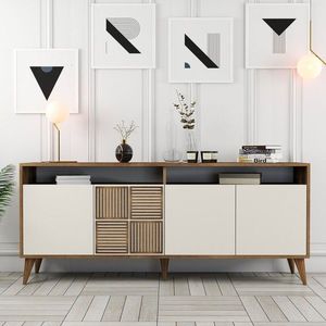 Bufet inferior Milan, Hommy Craft, 180x35x78.6 cm, maro/crem imagine