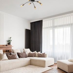Lustra, Banana - 1142, Tatum, 67 x 67 x 25 cm, 6 x E27, 40W, negru/aramiu antic imagine