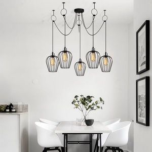 Lustra, Tel - 6691, Opviq, 120 x 130 cm, 5 x E27, 40W, negru imagine