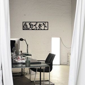 Decoratiune de perete, Musicians, metal, 60 x 19 cm, negru imagine
