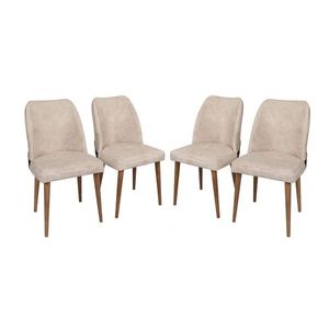 Set 4 scaune, Nmobb, Nova 761, 50 x 90 x 49 cm, metal/lemn, crem/maro imagine