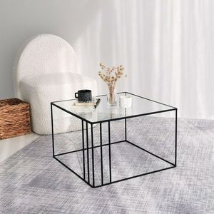 Masuta de cafea, Neostill, Outline, 55 x 36 x 55 cm, sticla temperata/metal, negru imagine