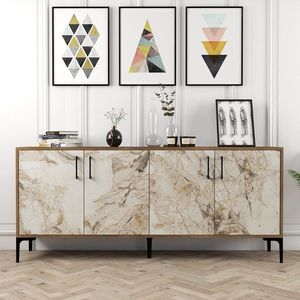Consola, Hommy Craft, Kiev, 180 x 78 x 35 cm, pal melaminat, nuc/alb imagine